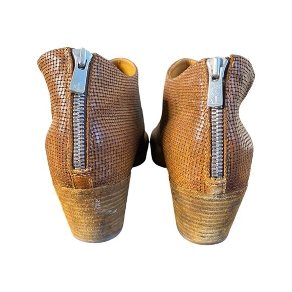 Officine Creative Woven Ankle Boots 40 US 10 Booties Shoes Brown Leather 2.5” - Picture 5 of 13